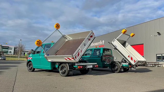 VW Transporter mit Umbausatz Dreiseitenkipper, Leiterträger