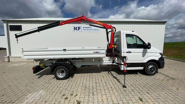 Volkswagen Crafter mit Stahlkipper und Ladekran PK2900 3