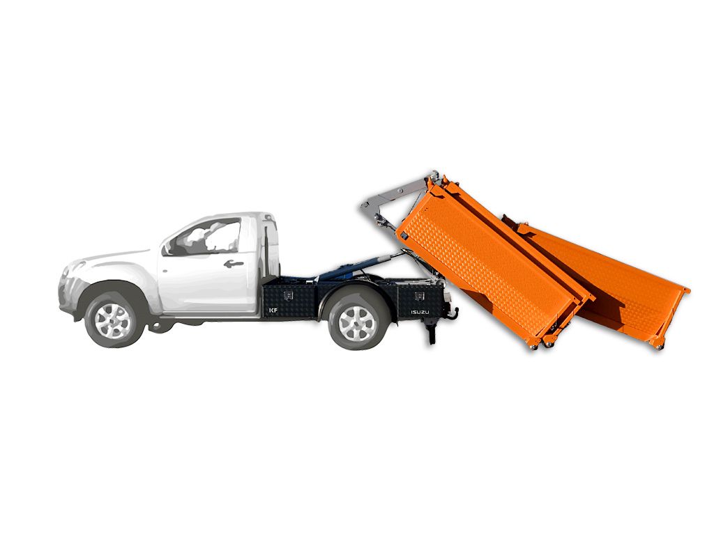 gelber Pickup-Truck mit Auto Stahlgitter Kunststoff obere